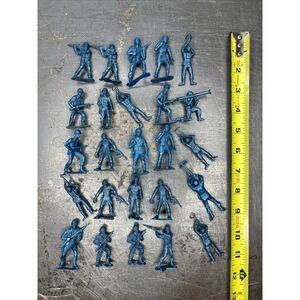 25 Vintage MPC Marx US Soldiers Metallic Blue Army Figures Men Lot